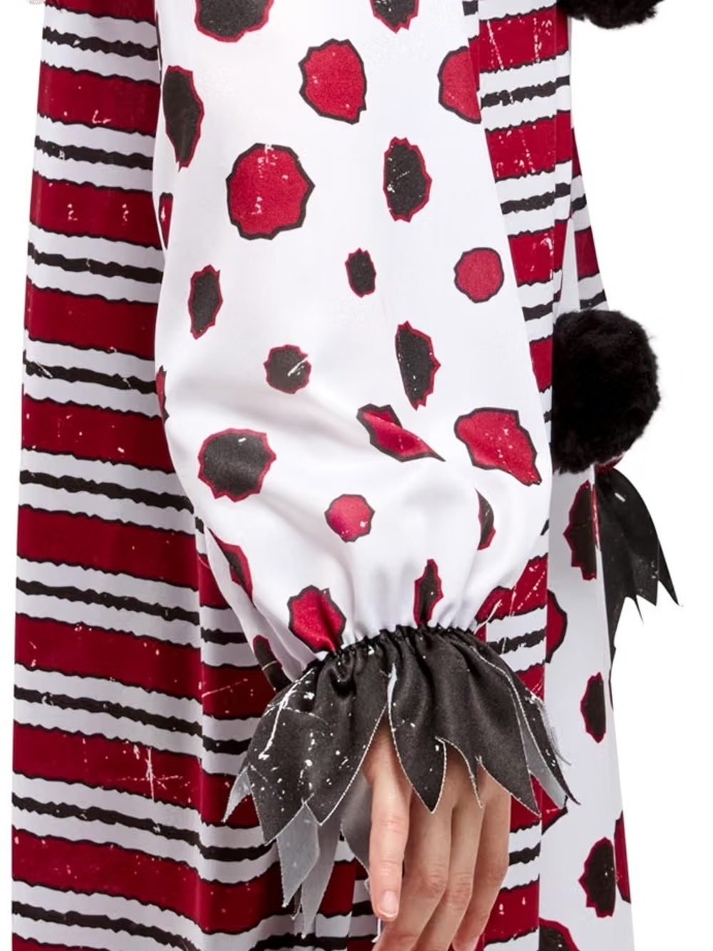 Kids Large / XL Red and White Spotted Striped Scary Clown Costume - Picture 6 of 16